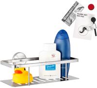 bremermann Salle de bain série PIAZZA - panier de douche avec revêtement anti-traces de doigts, kit de collage inclus, tablette de douche, en inox mat