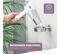 bremermann Salle de bain série PIAZZA - support de sèche-cheveux, set de collage inclus, support de sèche-cheveux en acier inoxydable mat