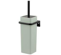 bremermann Savona Brosse WC carrée avec surface douce au toucher caoutchoutée avec support mural à coller ou percer et 1 tête de brosse de rechange - pour salle de bain et WC d'invités en plastique