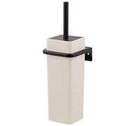 bremermann Savona Brosse WC carrée avec surface douce au toucher caoutchoutée avec support mural à coller ou percer et 1 tête de brosse de rechange - pour salle de bain et WC d'invités en plastique