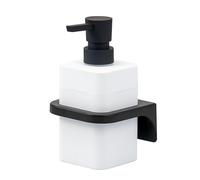 bremermann Savona Distributeur de savon liquide carré avec surface douce au toucher avec support mural à coller ou à percer, en plastique, blanc