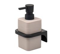 bremermann Savona Distributeur de savon liquide carré avec surface Soft Touch avec support mural à coller ou à percer, en plastique (taupe)