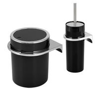 bremermann Savona Ensemble de Salle de Bain 2 pièces avec Poubelle de Salle de Bain 5,5 l et Brosse WC avec Support Mural Rond (Noir)