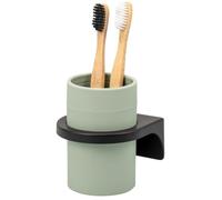 bremermann Savona Gobelet à dents avec surface douce au toucher, porte-gobelet rond avec support mural à coller ou à percer, porte-brosse à dents en plastique (sauge)