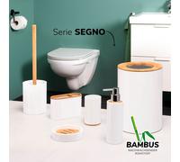 bremermann Seau à cosmétique segno en bambou et plastique | Poubelle | Poubelle 5,5 litres, blanc