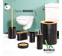 bremermann Seau à cosmétique SEGNO en bambou et plastique | Poubelle | Poubelle 5,5 litres, noir