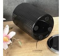bremermann Seau à cosmétique, set de 2 seaux GAVELLO avec couvercle basculant | Mini seau de bain 1,5 L et 5,5 L avec décor rainuré, plastique noir, rond