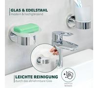 bremermann Série pour la salle de bain LUCENTE - porte-savon, kit de collage inclus en verre et acier inoxydable, chromé