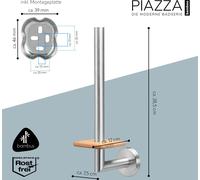 bremermann Série pour la salle de bain PIAZZA BAMBUS - support de papier toilette avec fond en bambou, y compris kit de collage en bambou et acier inoxydable mat