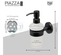 bremermann Série pour la salle de bain PIAZZA BLACK - distributeur de savon avec support mural - kit de collage inclus, en verre & inox, noir mat