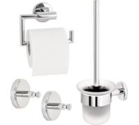 bremermann Série salle de bain LUCENTE Set de 3 - porte-papier toilette Porte-rouleau de rechange Crochet pour serviette, en acier inoxydable chromé