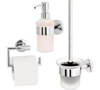 bremermann Série salle de bain LUCENTE Set de 3 - support papier toilette garniture WC et distributeur de savon, en acier inoxydable chromé