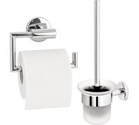 bremermann Série salle de bain LUCENTE - Set de salle de bain 2pcs. 1x support papier toilette et 1x garniture WC, en inox chromé