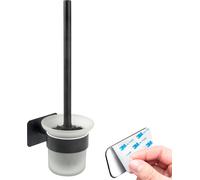 bremermann Série salle de bain PIAZZA BLACK TAPE - Garniture WC autocollante verre & inox, noir - pas de perçage fixation adhésive 3M