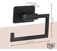 bremermann Série salle de bain PIAZZA BLACK TAPE - support papier toilette sans percer - avec pastille adhésive en inox noir mat