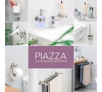 bremermann Série salle de bain PIAZZA - étagère en verre avec cadre incl. set de collage, étagère en verre, étagère de salle de bain en verre et acier inoxydable, mate