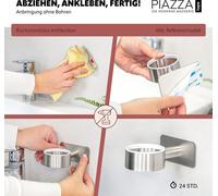 bremermann Série salle de bain PIAZZA TAPE - anneau porte-serviettes sans percer - avec pastille adhésive, porte-serviettes en inox mat