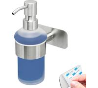 bremermann Série salle de bain PIAZZA TAPE - distributeur de savon sans percer - avec pastille adhésive, en verre satiné & inox, mat