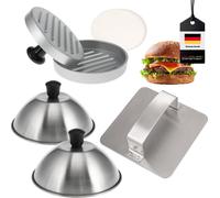 bremermann Set à burger 5 pièces, y compris deux presses à burger avec papier à burger et deux housses à burger, en acier inoxydable