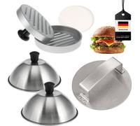 bremermann Set à burger 5 pièces, y compris deux presses à burger avec papier à burger et deux housses à burger, en acier inoxydable
