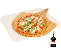 bremermann Set de 2 pierres à pizza // Pierre à pizza avec pelle à pizza // Cordierit, rectangulaire 30 x 38 cm // Pelle à pizza en bambou