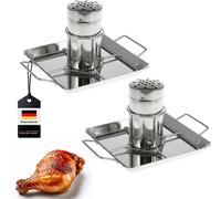 bremermann Set de 2 rôtissoires à poulet / avec réservoir d'arômes, en acier inoxydable env. 24,5 x 18,5 cm / BBQ-Poulet Porte-poulet Rôtissoire à volaille