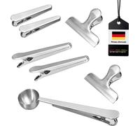 bremermann Set de pinces de fermeture 7 pièces, y compris le fil à plomb pour café, acier inoxydable