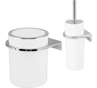 bremermann Set de salle de bain 2 pièces SAVONA, seau à cosmétique 5,5 litres et garniture WC avec support mural, rond blanc