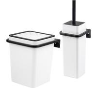 bremermann Set de salle de bain 2 pièces SAVONA Softtouch incl. support mural, seau à cosmétique et porte-brosse WC, carré - blanc