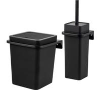 bremermann Set de salle de bain 2 pièces SAVONA Softtouch incl. support mural, seau à cosmétique et porte-brosse WC, carré - noir