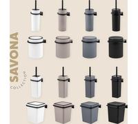 bremermann Set de salle de bain 2 pièces SAVONA Softtouch incl. support mural, seau à cosmétique et porte-brosse WC, carré - gris
