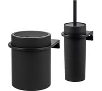 bremermann Set de salle de bain 2 pièces SAVONA Softtouch incl. support mural, seau à cosmétique et porte-brosse WC, rond - noir