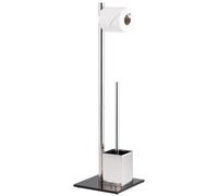 bremermann Support WC, Valet WC, Brosse pour Toilette, Acier Inoxydable, Verre de sécurité (Noir)