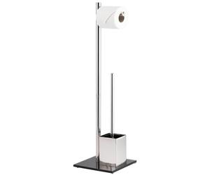 bremermann Support WC, Valet WC, Brosse pour Toilette, Acier Inoxydable, Verre de sécurité (Noir)