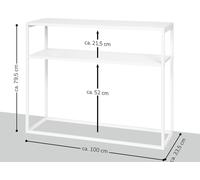 bremermann Table console avec 2 étagères, étagère sur pied en métal blanc