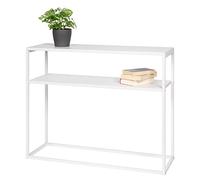 bremermann Table Console avec 2 étagères, étagère sur Pied idéale pour Le Salon, l'entrée et Le Bureau, étagère Stable et Peu encombrante, en métal Blanc