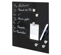 bremermann Tableau magnétique, avec façade en verre, inscriptible, 6 aimants, 1 marqueur, 1 porte-marqueur, tableau mémo (noir)