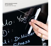 bremermann Tableau magnétique avec façade en verre noir, 6 aimants et 1 marqueur