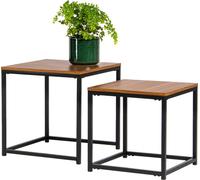 bremermann Tables d'appoint, lot de 2, tables gigognes emboîtables, plateau en MDF, embouts de pied, noir/imitation bois