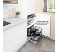 bremermann Tiroir d'armoire 40 cm avec étagère, tiroir de cuisine à monter ultérieurement, tiroir d'armoire en métal noir