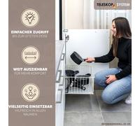 bremermann Tiroir pour armoire de 30 cm de large, tiroir télescopique au sol avec étagère, tiroir de cuisine, chromé