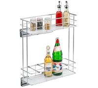 Bremermann Tiroir télescopique 2 étages étagères, tiroir cuisine fermeture amortie, porte-bouteilles épices aliments chromé