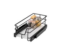 bremermann Tiroir télescopique 30 cm avec étagère, tiroir de cuisine, avec rails télescopiques, idéal pour la cuisine, la salle de bain & la chambre à coucher, en métal (Noir)