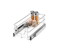 bremermann Tiroir télescopique 30 cm avec étagère, tiroir de cuisine, avec rails télescopiques, idéal pour la cuisine, la salle de bain & la chambre à coucher, en métal (Chrome)