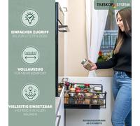 bremermann Tiroir télescopique 45 cm avec étagère, tiroir de cuisine à équiper, tiroir d'armoire en métal, noir