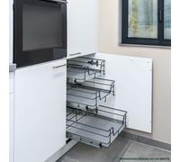 bremermann Tiroir télescopique 45 cm avec étagère, tiroir de cuisine à équiper, tiroir d'armoire en métal, gris