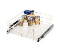 bremermann Tiroir télescopique 45 cm avec étagère, tiroir de cuisine, avec rails télescopiques, idéal pour la cuisine, la salle de bain & la chambre à coucher, en métal (Blanc crème)