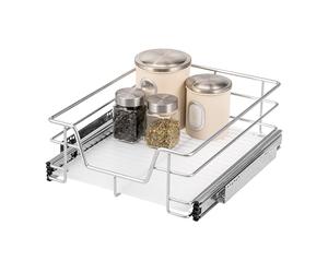 bremermann Tiroir télescopique 45 cm avec étagère, tiroir de cuisine, avec rails télescopiques, idéal pour la cuisine, la salle de bain & la chambre à coucher, en métal (Chrome)