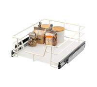bremermann Tiroir télescopique 50 cm avec étagère, tiroir de cuisine, avec rails télescopiques, idéal pour la cuisine, la salle de bain & la chambre à coucher, en métal (Blanc crème)