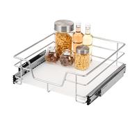 bremermann Tiroir télescopique 50 cm avec étagère, tiroir de cuisine, avec rails télescopiques, idéal pour la cuisine, la salle de bain & la chambre à coucher, en métal (Chrome)